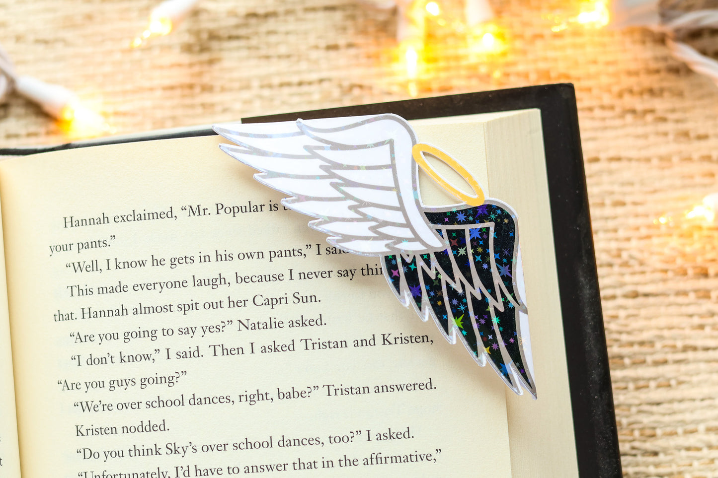 Corner Bookmark: Angel v. Devil Wings with Halo