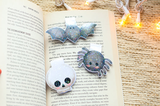 a close up of a book with a bookmark