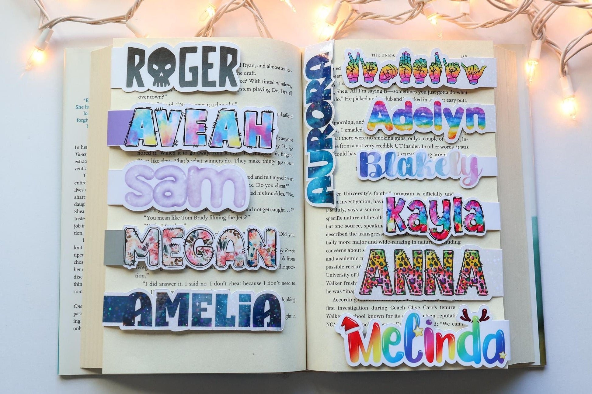 Variety of personalized magnetic bookmarks